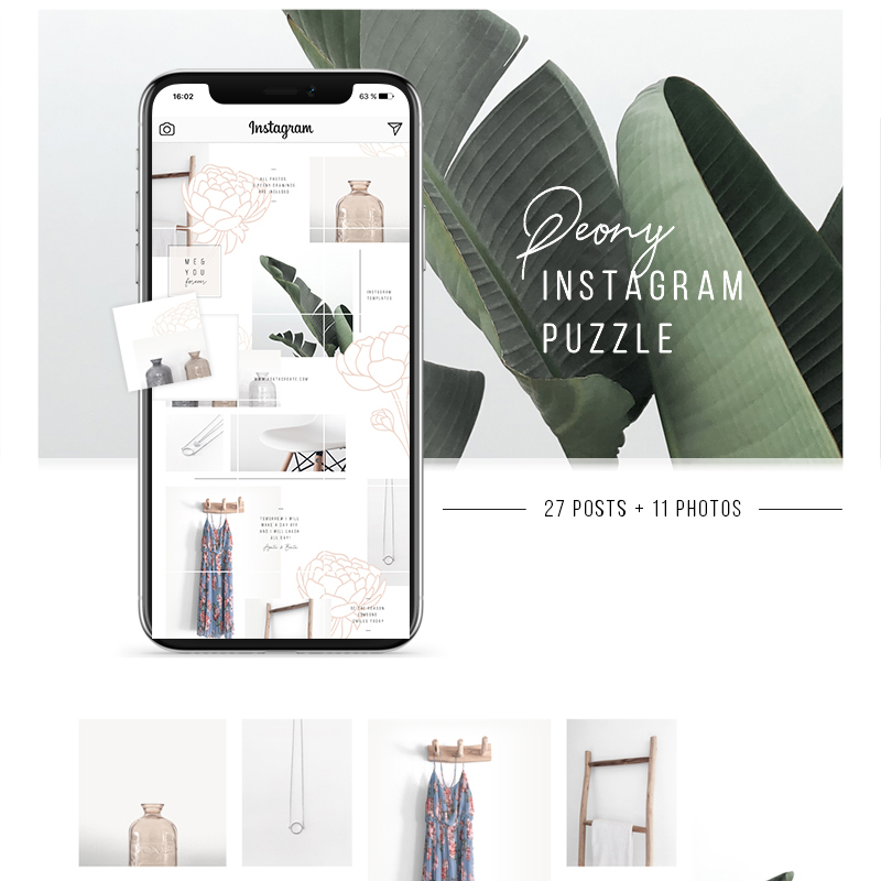 Peony Instagram Puzzle + 11 Photos Social Media
