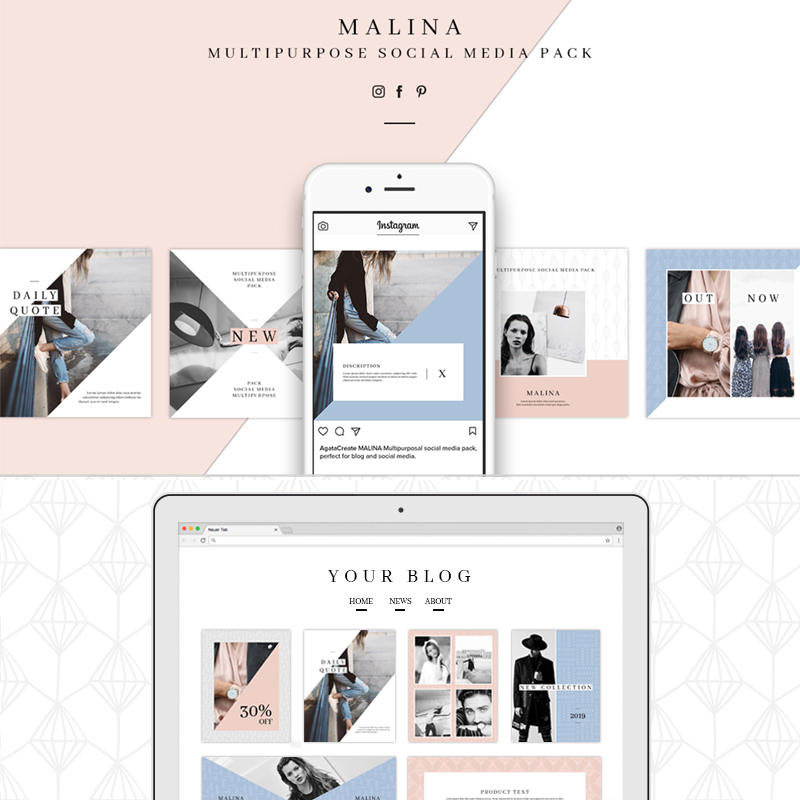 Malina Social Media Pack 20 Pattern Bundle