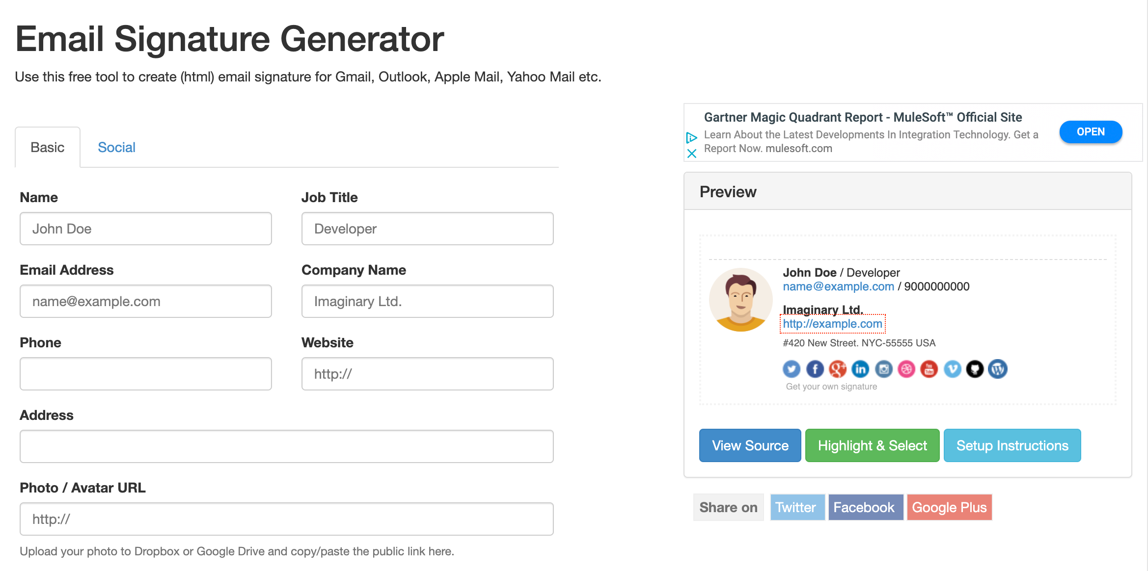 Signature Maker Email Generator Design Tool
